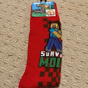New Minecraft Novelty Crew Socks Size 6-12/13 - Men's/Women's -